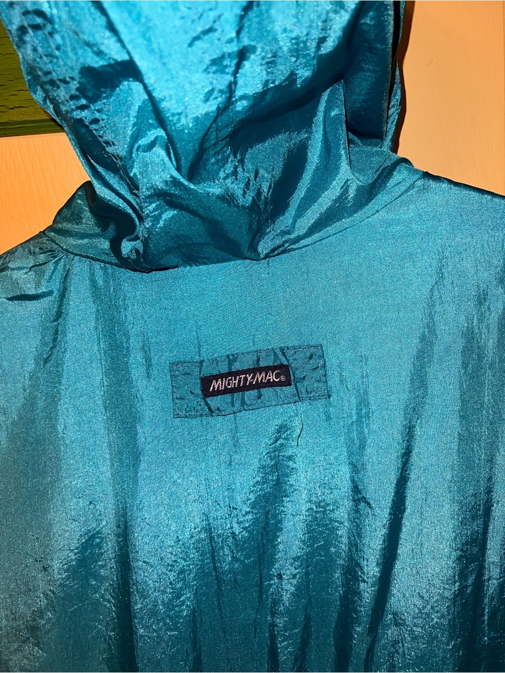 Mighty Mac Blue Nylon Outdoor Hooded Retro Windbreaker Rain Jacket 90’s Size L - Picture 9 of 12